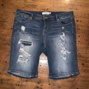 Torrid destroyed distressed 20 denim Bermuda shorts